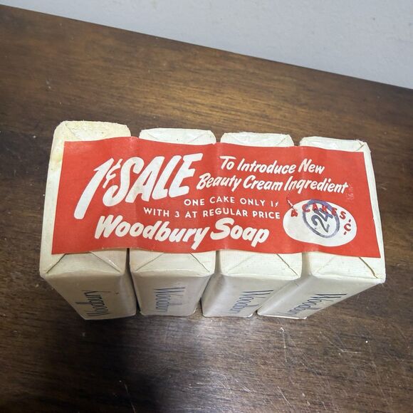 Vintage Woodbury Facial Soap Bars 1 Cent Promo New NOS 1940s 1950s 4 Pack - Picture 5 of 5